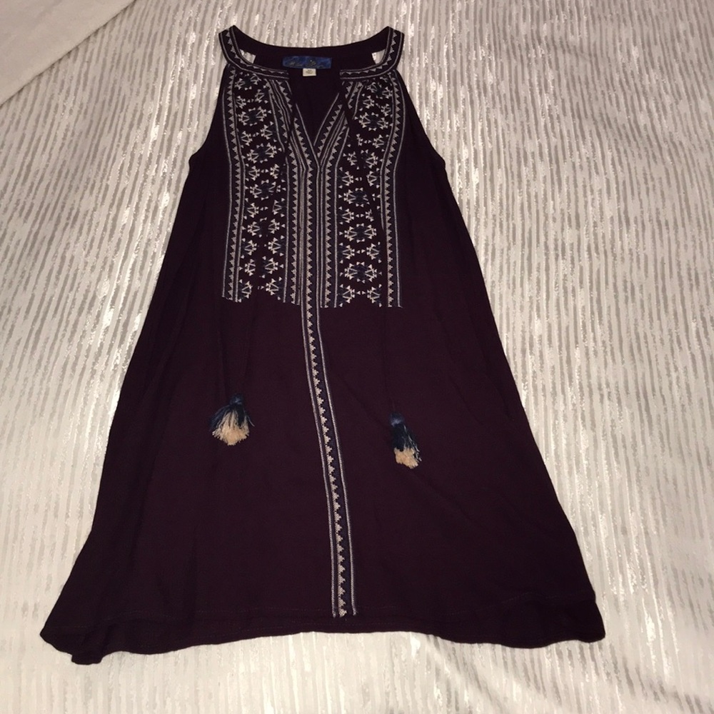 Halter cut Aztec design maroon/magenta dress